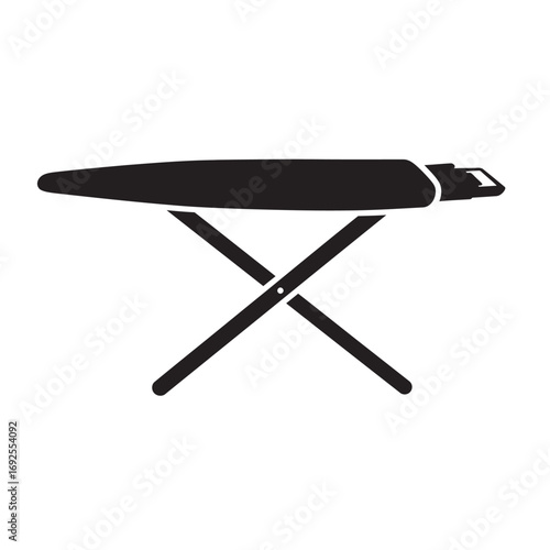 black and white silhouette of an ironing board vector on a white background