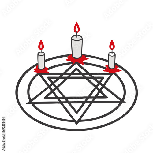 Vector art of hexagram with candles