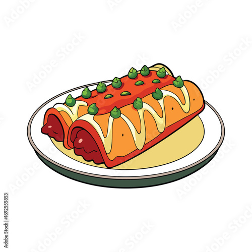 Vibrant enchiladas with rich red sauce and fresh garnish banner advertisement design