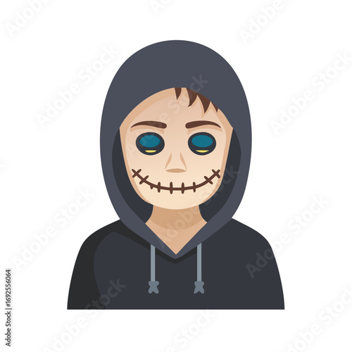 Vector art of man in a scary mask and hoodie