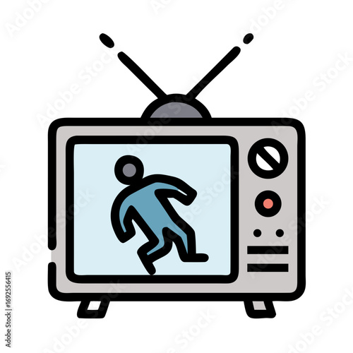 Vector art of retro television with man on screen