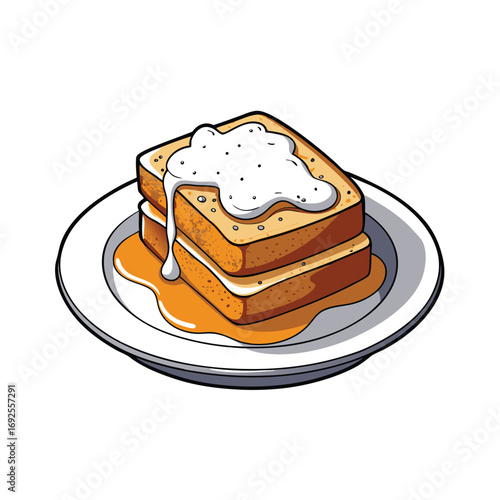 Delicious french toast with a generous drizzle of syrup and a light dusting of powdered sugar