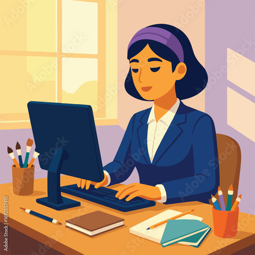 Creative Woman Working on Project for International Women's Day
