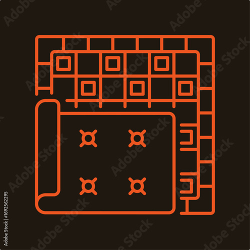 Square floor plan symbol artwork trendy useful vector Illustration design handsome colorful background