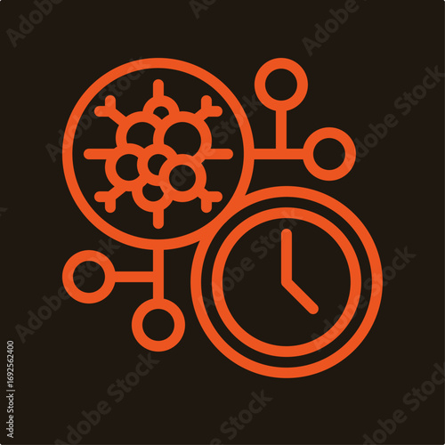 Virus clock symbol artwork trendy useful vector Illustration design handsome colorful background