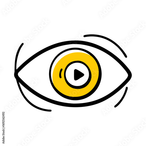 Eye Watching Podcast Video Episode hand drawing icon for web and graphic design