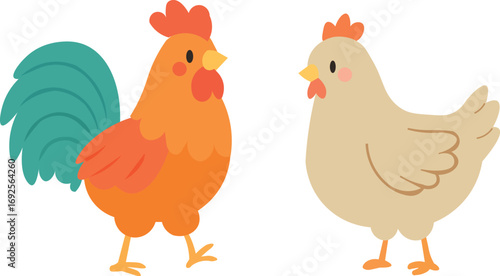 Hen and chicken illustration