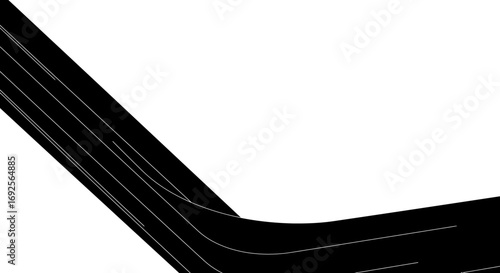 Abstract graphic with dynamic black parallel lines curving on a white background.