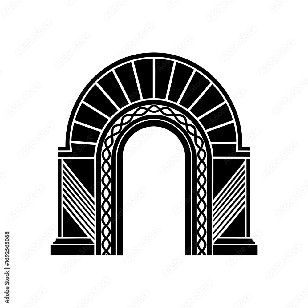 Fototapeta premium art deco archway curved lines geometric ornament