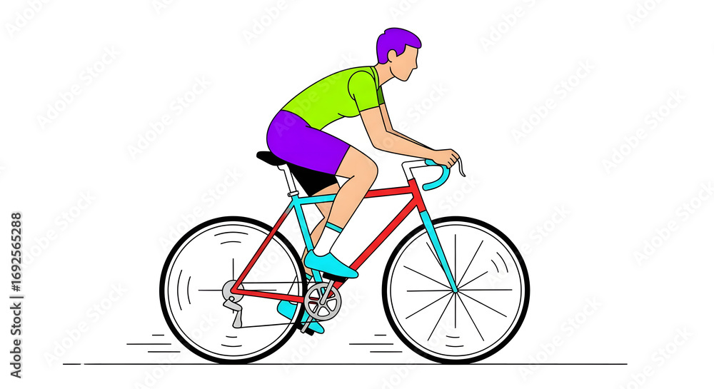 Fototapeta premium male cyclist riding bicycle exercise illustration