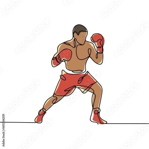 Simple black line art drawing of a Boxing in a minimalist style on a white background.