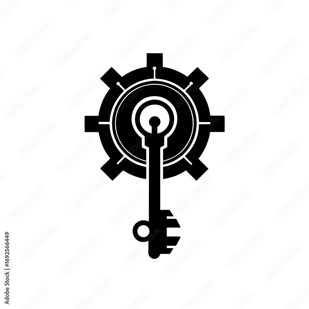 Obraz premium key with abstract lock mechanism icon 