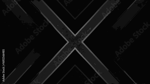 Dark abstract geometric background with grunge texture and intersecting lines forming an x shape