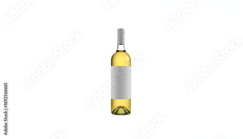 White wine with a blank label, mockup logo on a white background, silhouette. White tone