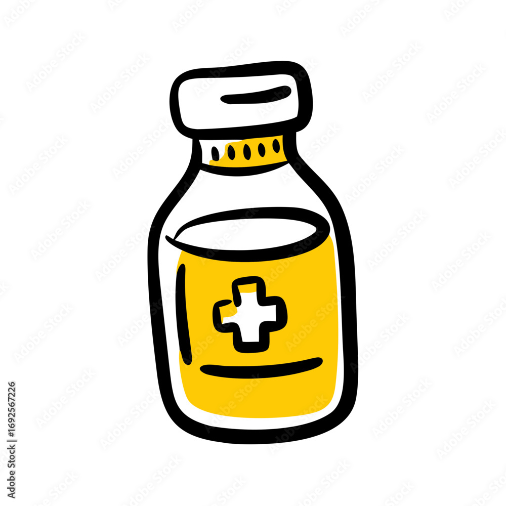 Obraz premium Medicine Bottle hand drawing icon for web and graphic design