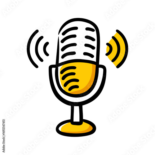 Microphone with WiFi Podcast Signal hand drawing icon for web and graphic design