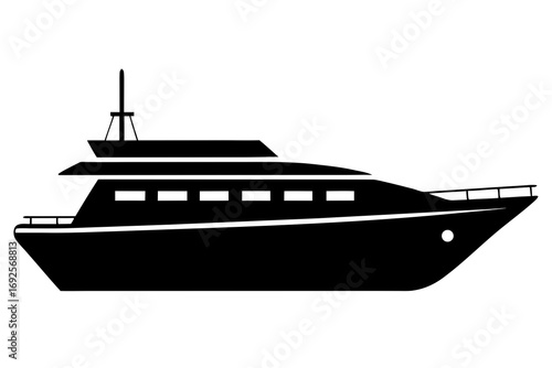 Black silhouette of a luxury yacht