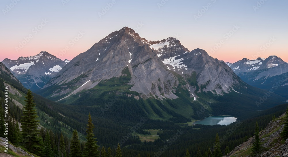 Fototapeta premium Mountain range sunrise panorama