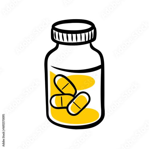 Pills Bottle hand drawing icon for web and graphic design