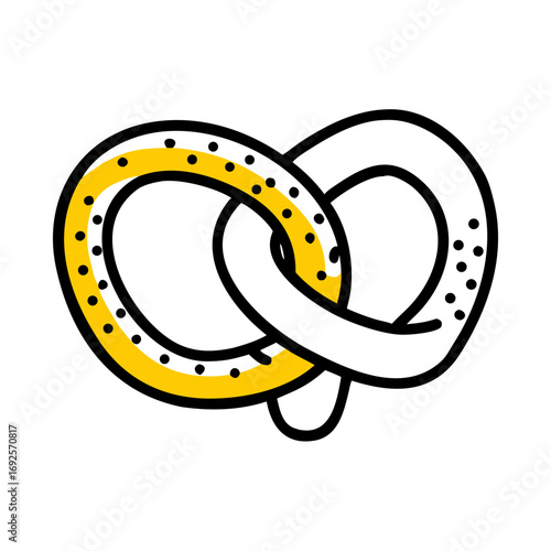 Pretzel Twisted Bread Snack hand drawing icon for web and graphic design