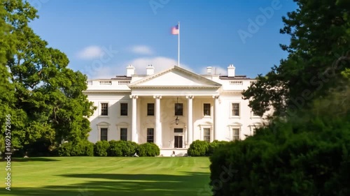 White House Exterior on a Sunny Day, American Landmark, Presidential Residence