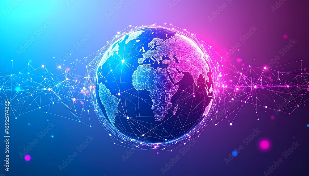 Fototapeta premium Abstract globe with digital network (1)