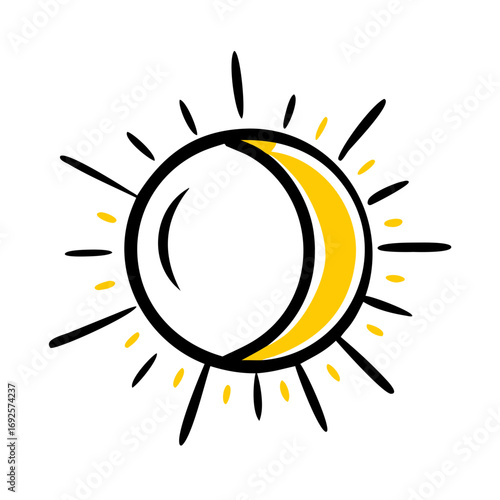 Solar Eclipse hand drawing icon for web and graphic design
