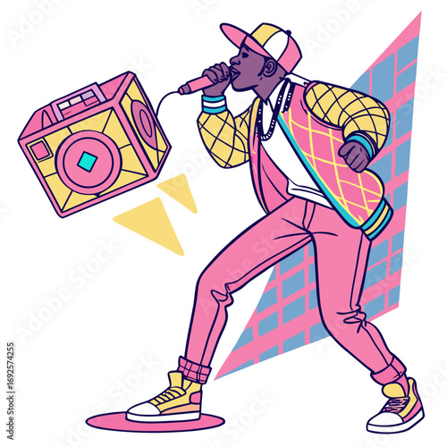 vector illustration of a dancing girl with headphones