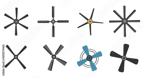 various designs of fan blades shown in grid layout