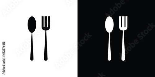 Spoon and Fork icon logo. simple graphic symbols