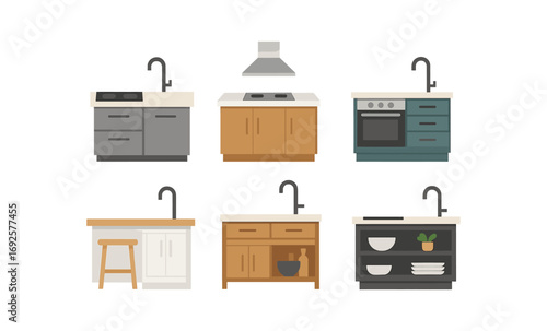 Contemporary kitchen designs with various cabinet styles and color themes