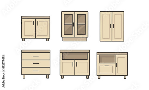 Minimalist beige cabinet collection: versatile home storage solutions