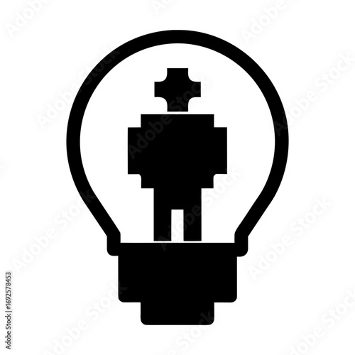 Silhouette coder inside giant light bulb for tech ideas vector