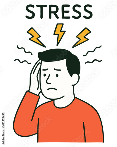 Workplace Stress Minimal Doodle Illustration