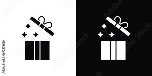 Open gift box icon logo. simple graphic symbols