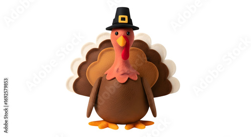 Thanksgiving Turkey Figurine with Pilgrim Hat.