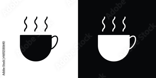 Hot coffee cup icon logo. simple graphic symbols