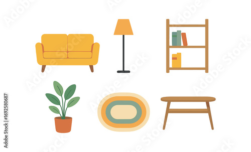 Cozy furniture and decor with soft glow in living room setting