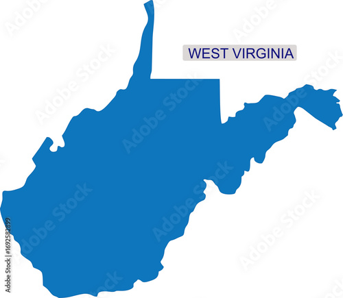 Solid map of West Virginia an USA or or America State