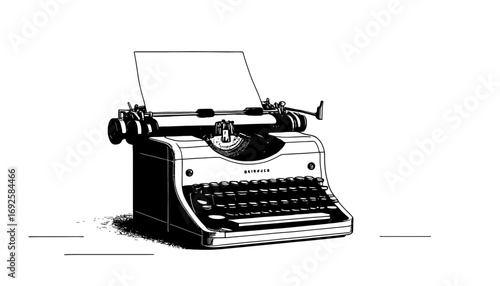 Vintage typewriter ready to create stunning retro content, perfect for nostalgic designs, professional branding, and elegant marketing materials with classic appeal