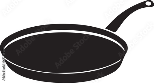 Frying Pan Silhouette Vector — Cookware Icon, Kitchen Utensil Clipart