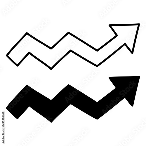 手がき太矢印ジグザグ