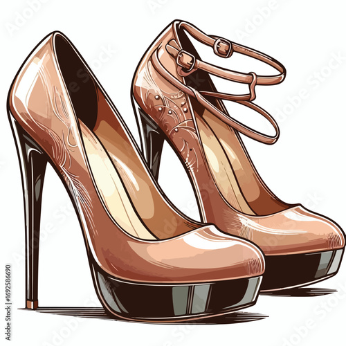  Vector image of beautiful high heels