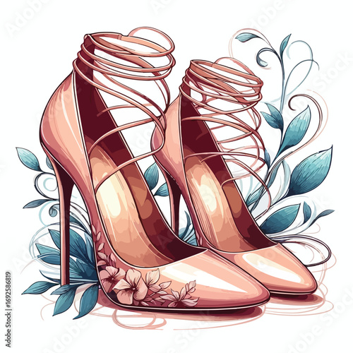 Vector image of beautiful high heels
