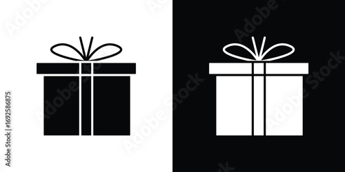 Present gift box icon logo. simple graphic symbols