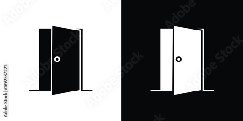 Open door icon logo. simple graphic symbols