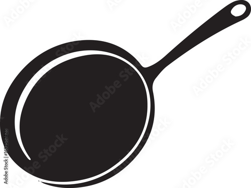 Frying Pan Silhouette Vector — Cookware Icon, Kitchen Utensil Clipart