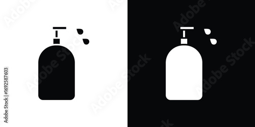Liquid soap bottle icon logo. simple graphic symbols