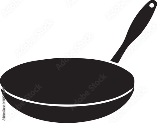 Frying Pan Silhouette Vector — Cookware Icon, Kitchen Utensil Clipart
