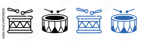 Snare drum silhouette, percussion instrument icon, black and blue  drum graphic, snare drum silhouette vector, white background
